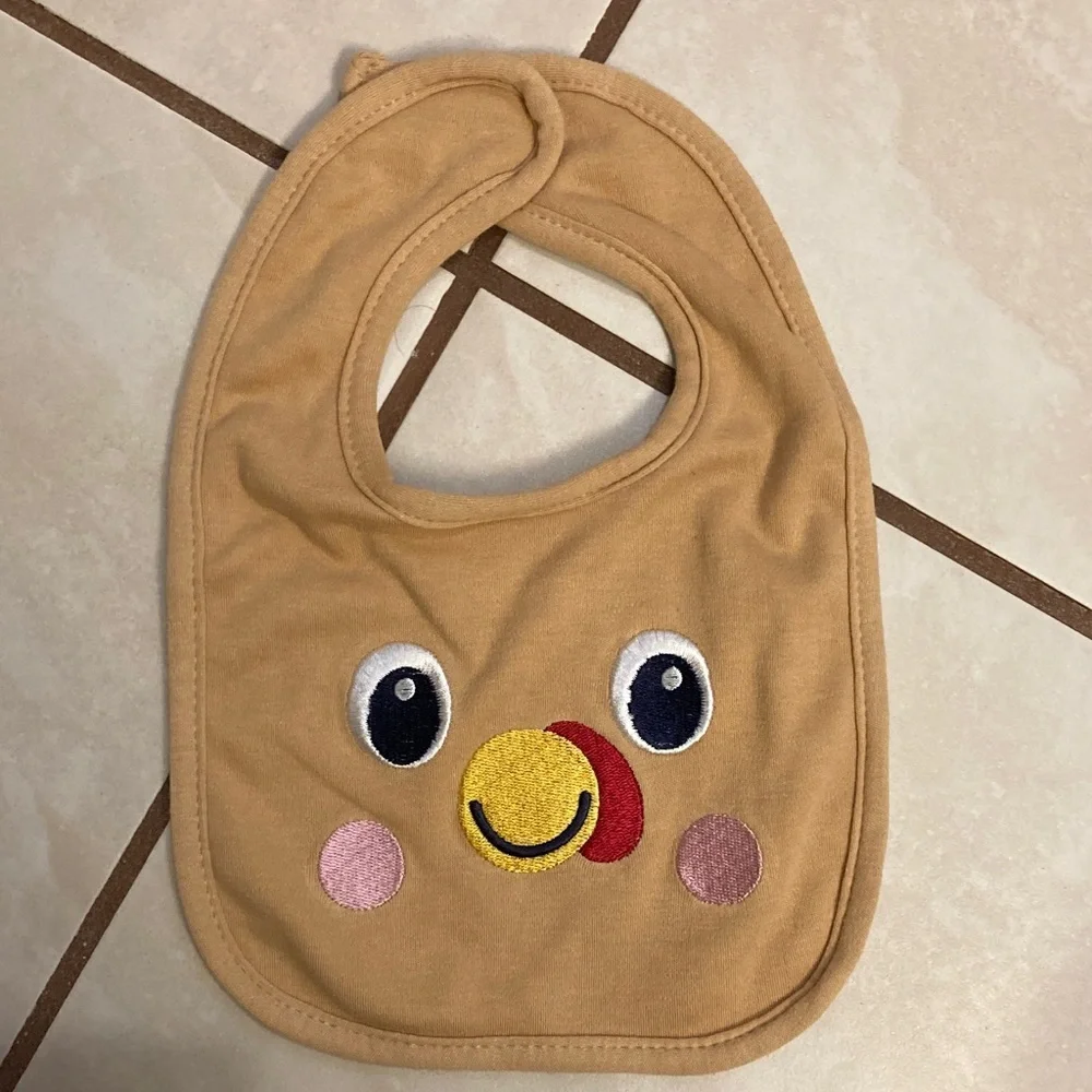 Tan Thanksgiving Baby Hat and Bib Set